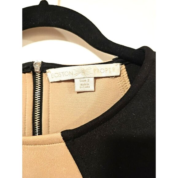 ALT Bella Swan Boston Proper Sheath Dress Sz 2 Bodycon Khaki Brown Black Sexy - Picture 4 of 8